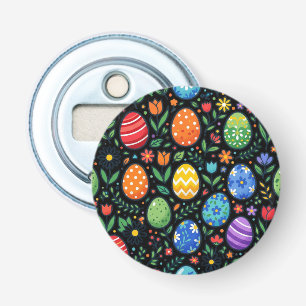 Paasregenboog Eieren & Bloemen Button Flesopener