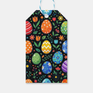Paasregenboog Eieren en Bloemen Cadeaulabel
