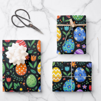 Paasregenboog Eieren en Bloemen Inpakpapier Vel