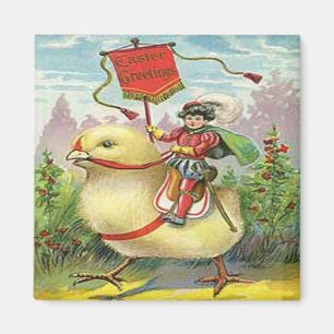  paasrooster die een reuzenBaby uitdeelt, ZSSG Magneet