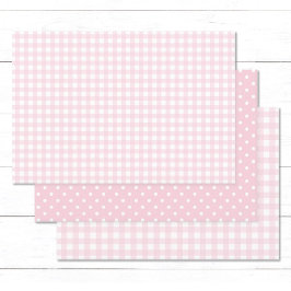 Paasroze Baby-roze gingham- en pooldots Inpakpapier Vel