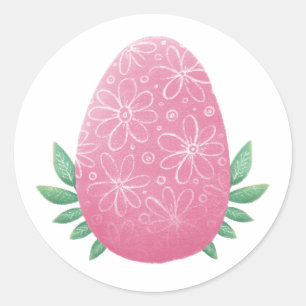 Paasroze ei. Voorjaarsvakantie. Schattige botanisc Ronde Sticker