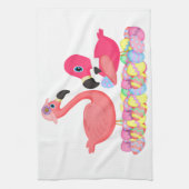 Paasroze flamingos theedoek (Verticaal)