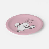 Paasroze kalk en eitjes illustratie papieren bordje (Gekanteld)