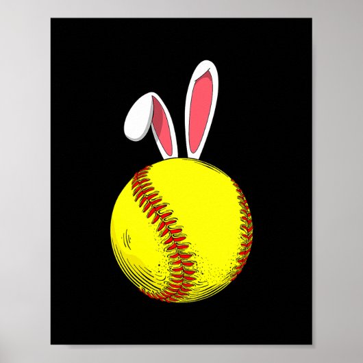 Paassoftball Bunny Rabbit Ears voor Kinderen Poster (Voorkant)