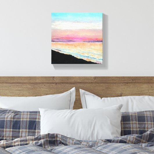 Paasstrand Schilderen van Sunset Chalk Paint Canvas Afdruk (Insitu (Slaapkamer))