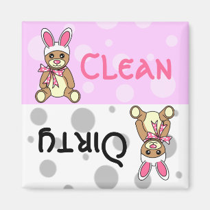 PaasTeddy Bear Clean Dirty Dishwasmachine Magnet Magneet