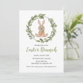 Paasuitnodiging Schattigee Bunny voor uw feest Kaart (Staand voorkant)
