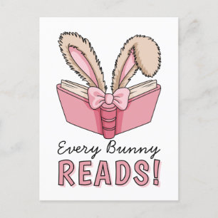 Paasvakantie Schattige lezen Bunny Book Lover Feestdagenkaart