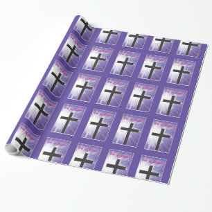 Paasverslaafden Kruisstoot op Paars, Risen Cadeaupapier