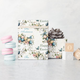 Paasvogels & Pastel Eieren Waterverf Bloem Cadeaupapier