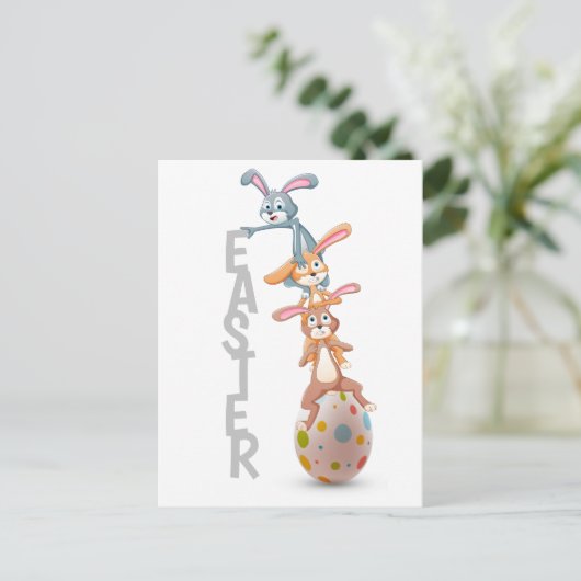 Paaswet voor bunny Rabbit Egg Balancing | FEESTDAG Briefkaart (Staand voorkant)