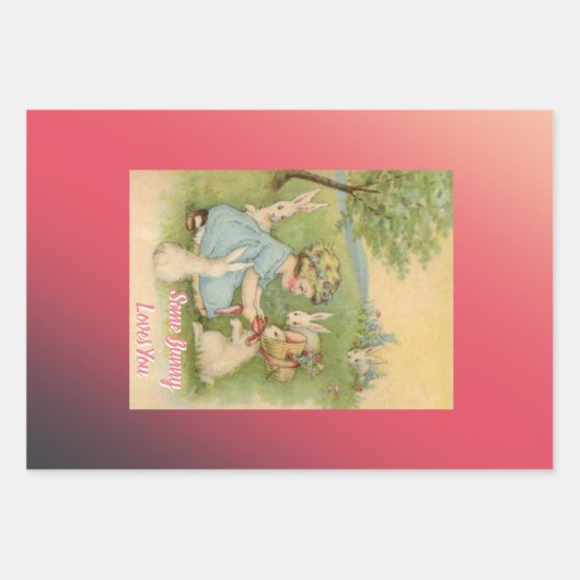 paaswitbundels roze en groen inpakpapier vel (Voorkant)