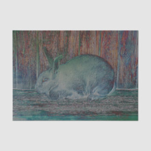 Paaswitbunny Rabbit Green Brown Wood Graan Tissuepapier