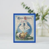  paaswitkonijnen en Baby eikels. ZSSG Feestdagenkaart (Staand voorkant)