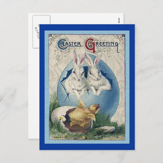  paaswitkonijnen en Baby eikels. ZSSG Feestdagenkaart (Voorkant / Achterkant)