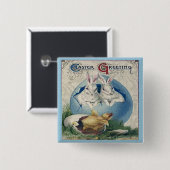  paaswitkonijnen en Baby eikels. ZSSG Vierkante Button 5,1 Cm (Voorkant /achterkant)