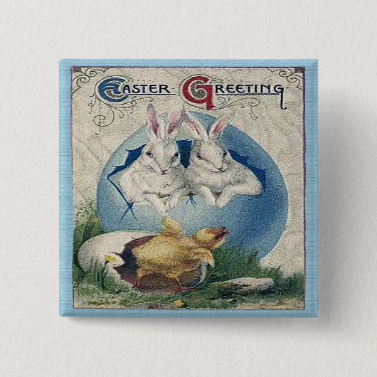  paaswitkonijnen en Baby eikels. ZSSG Vierkante Button 5,1 Cm (Voorkant)