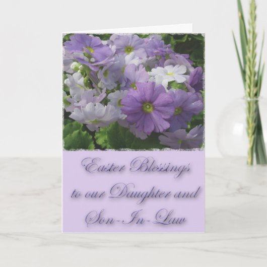 Paaszegeningen dochter en schoonzoon Primrose Feestdagen Kaart (Voorkant)