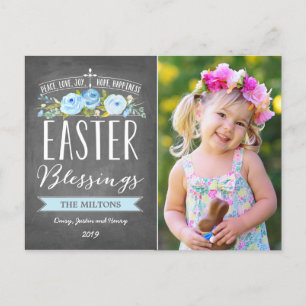 Paaszegeningen Roos Banner schoolbord Easter Feestdagenkaart