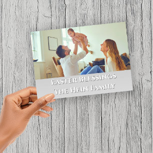 Paaszegeningen Volledige bloeden Familiefoto Paars Feestdagenkaart