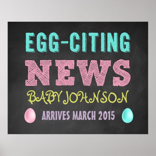 Paaszwangerschapsuitkondiging bord poster (Voorkant)