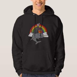 Paaszwarte kat Bunny op Narwhal Rainbow Boys Gir Hoodie