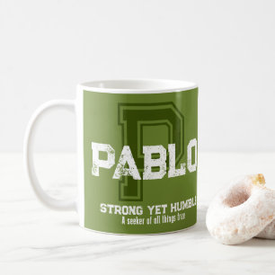 Pablo naam betekent monogram groene koffie mok