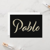 Pablo Name white gold Handwriting Karte Kaart (Voorkant / Achterkant in situ)