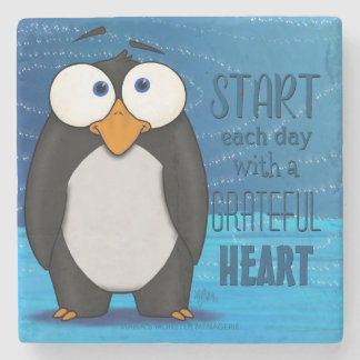 Pablo the Penguin w/quote, steen onderzetter