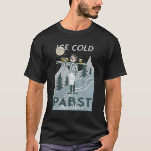 Pabst Blauw Lint Bier IJs Koude Sneeuw En Ski Post T-shirt