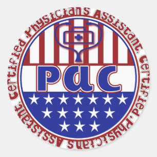PAC Certified Physician Assistant PATRIOTIC FLAG Ronde Sticker
