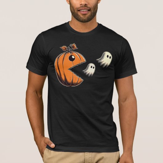 PacBoo Pumpkin Halloween Retro-videogame T-shirt (Voorkant)