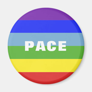 Pace - Peace - Frieden - Rainbow Color Regenbogen Magneet