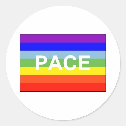 PACE Vrede Vlag Regenboog Ronde Sticker (Voorkant)