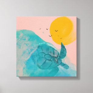 Pace Yourself Zee Turtle Inspirerend Beach House Canvas Afdruk