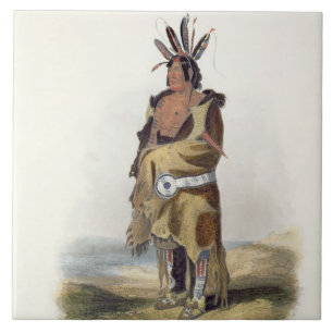 Pachtuwa-Chta, een Arrikkara Warrior, bord 27 van Tegeltje