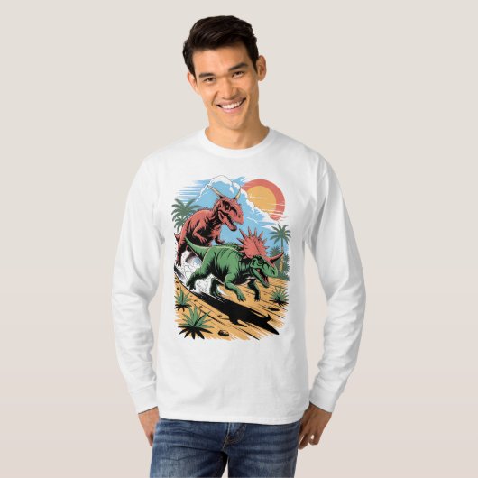 Pachyrhinosaurus racet langs een Carnotaurus T-shirt (Voorkant volledig)