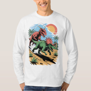 Pachyrhinosaurus racet langs een Carnotaurus T-shirt