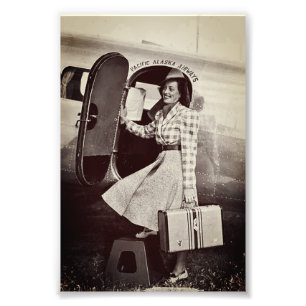 Pacific Alaska Airlines Stewardess Air Hostess Foto Afdruk