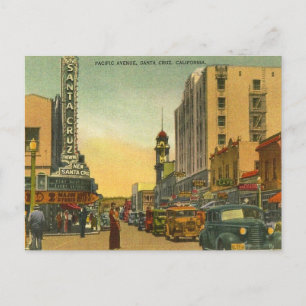 Pacific Ave. Santa Cruz California, jaren 1940 Briefkaart