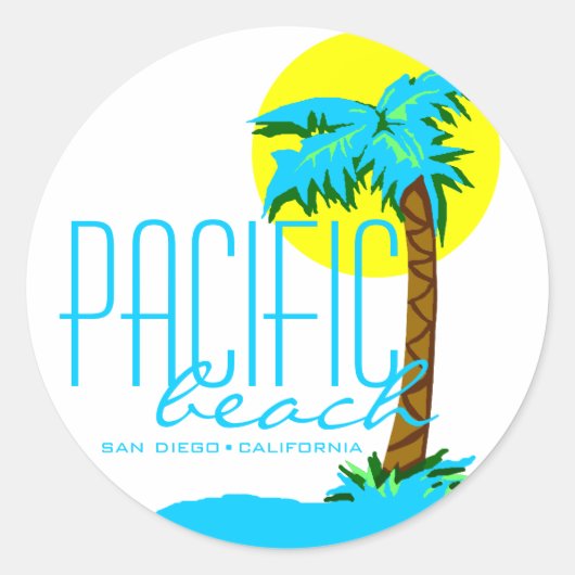 Pacific Beach- San Diego Ronde Sticker (Voorkant)