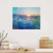 Pacific Beach Sunset Waterverf Poster (Keuken)