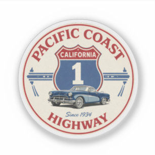 pacific coast highway CLASSICCAR california route  Sticker