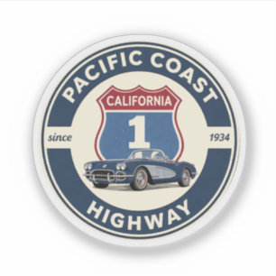 pacific coast highway CLASSICCAR california route  Sticker