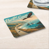 Pacific Coast Highway Eagle Vierkante Kartonnen Onderzetter (Schuin)