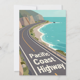 Pacific Coast Highway Grafische Reis Kunst Feestdagenkaart
