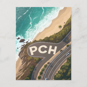 Pacific Coast Highway Lucht Reis Kunst Briefkaart