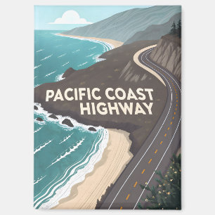 Pacific Coast Highway Retro Reis Kunst Magneet