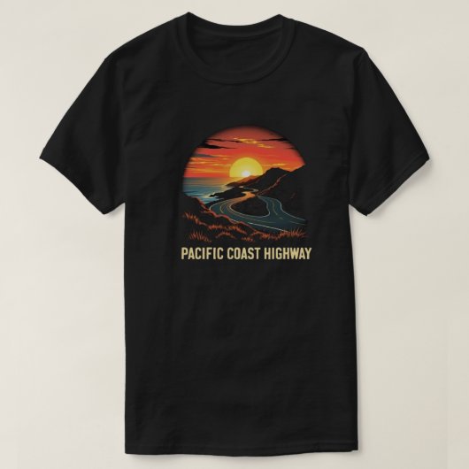  Pacific Coast Highway Sunset - Californië T-shirt (Design voorkant)